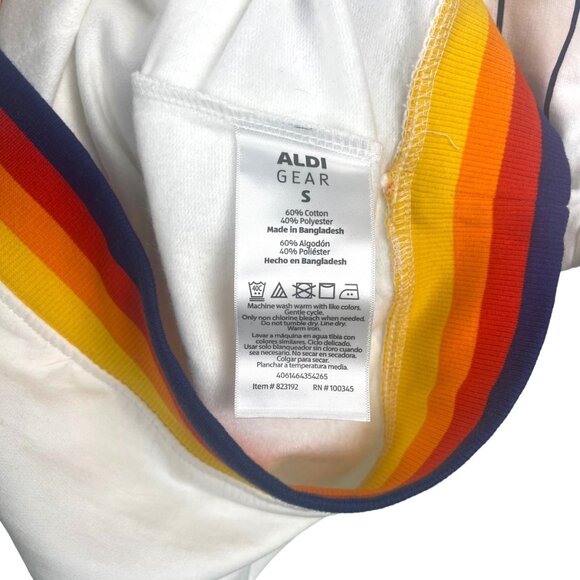 Aldi Gear WHITE LOGO Hooded Sweatshirt Hoodie SZ SMALL UNISEX PULLOVER Stripes - Picture 6 of 8